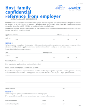 Host Family Reference Letter Sample  Form