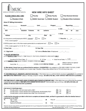 HR INFO SHEET  Form