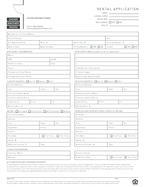 Chicago Rental Application  Form