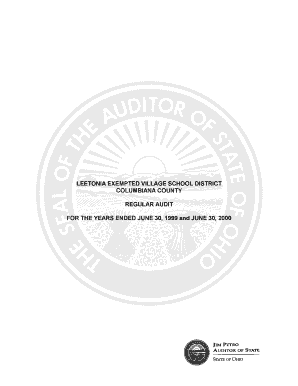 For the YEARS ENDED JUNE 30, and JUNE 30, Auditor State Oh  Form