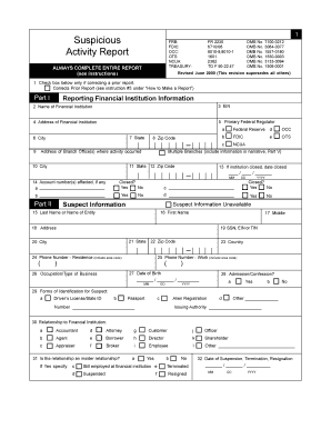 Suspicious Activity Report  Form