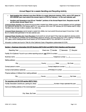  Dtsc E Waste Annual Report Form 2010