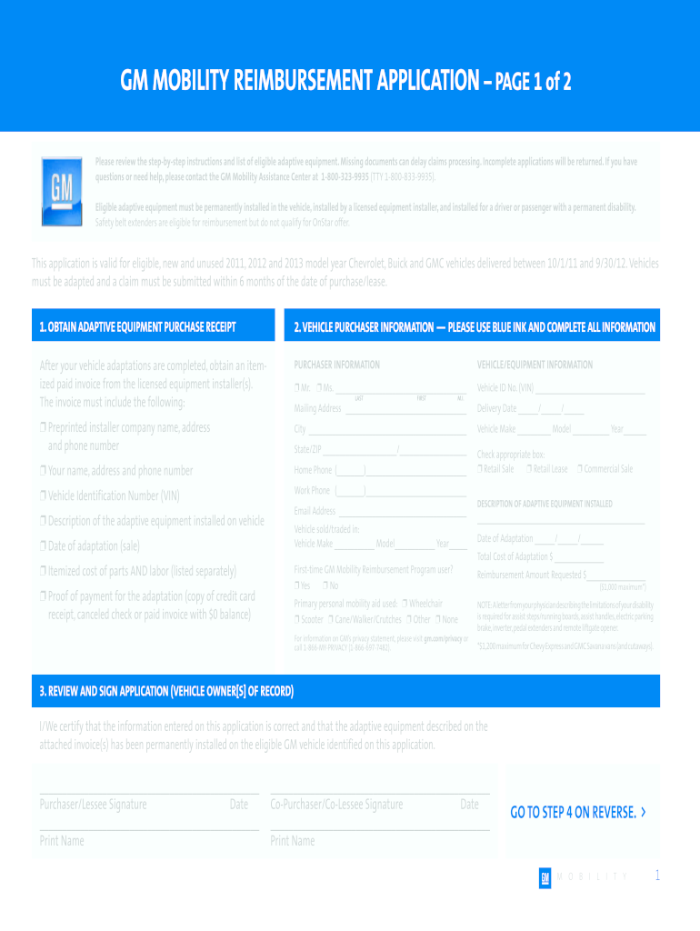 Gm Reimbursement Form Fill Out And Sign Printable PDF Template SignNow