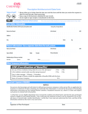  Cvs Caremark Prescription Reimbursement Claim Form 2008