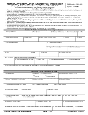 Contractor Information Worksheet