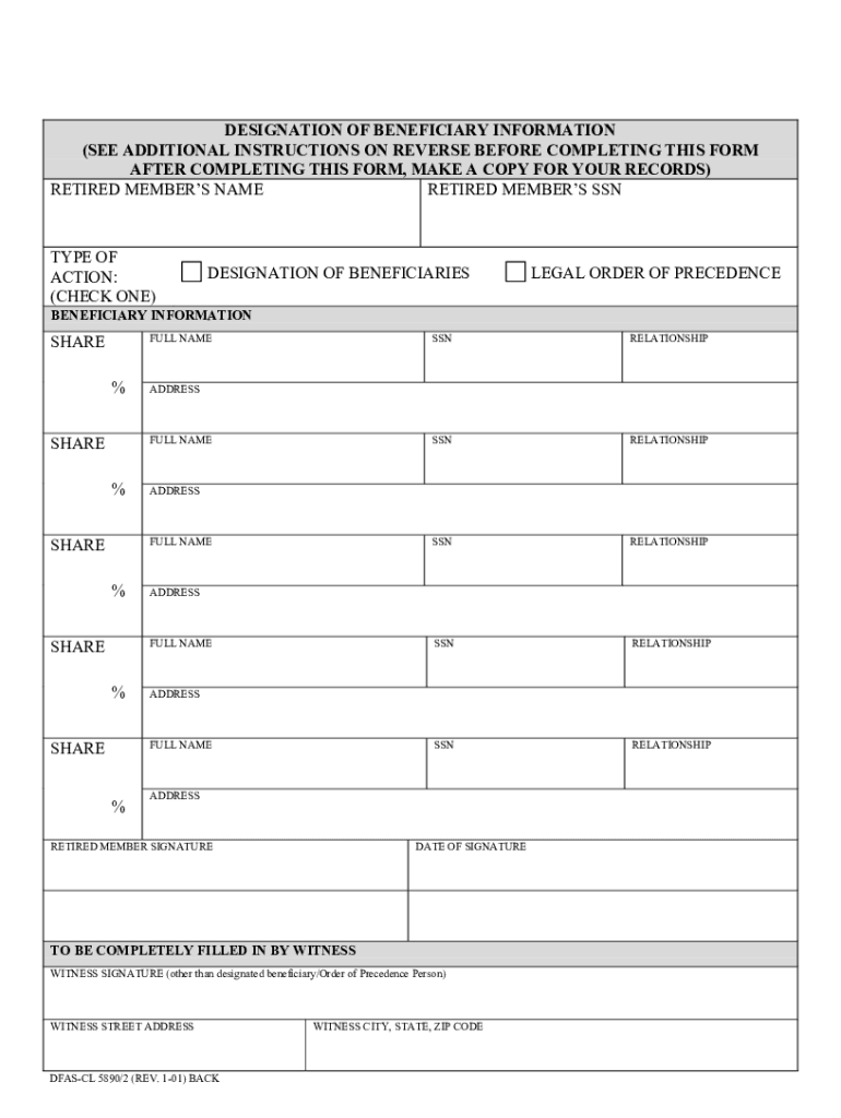 Dfas Beneficiary Form