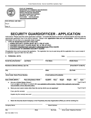 Security Officer Application  Form
