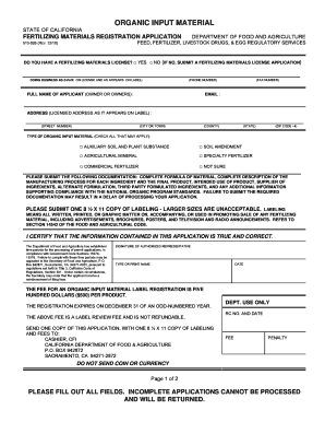 Organic Input Material  Form