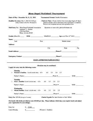 Mesa Regal Pickleball  Form