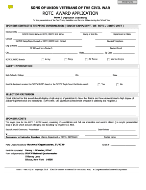 Jrotc Certificate of Completion  Form