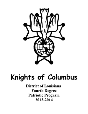 Sample Presentation for Knights of Columbus Fourth Degree Patriotic Award Form