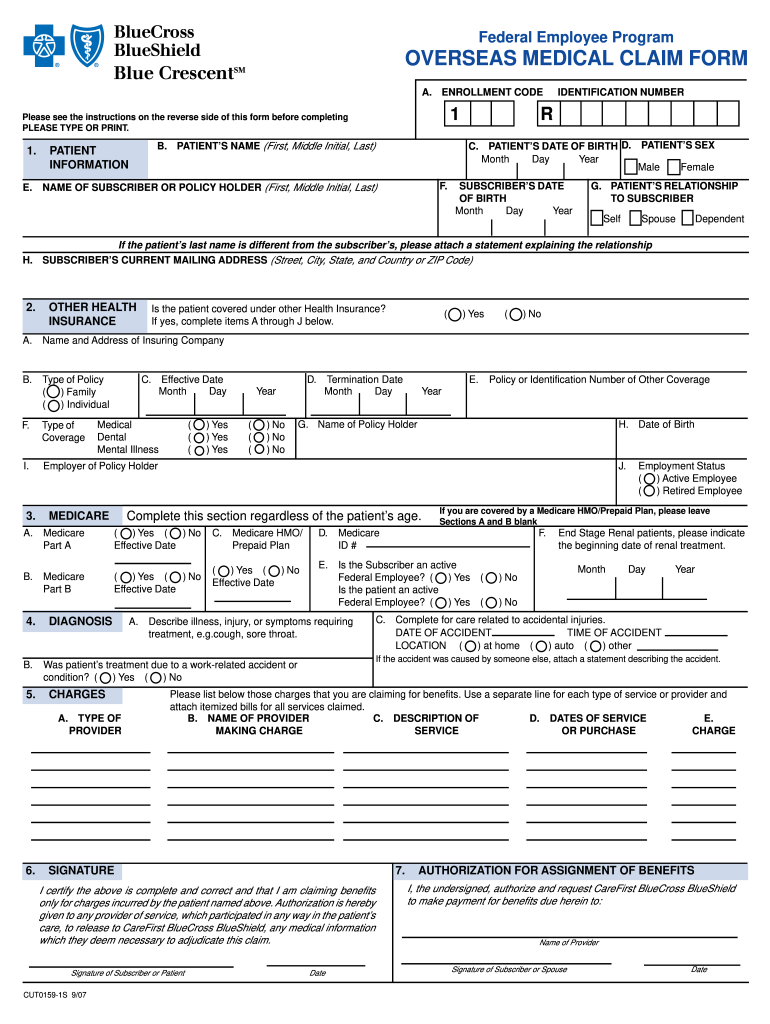 Blue Cross Blue Shield Overseas Medical Claim Form