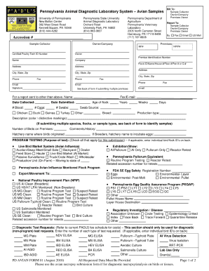 Padls Avian Necropsy Submission Form