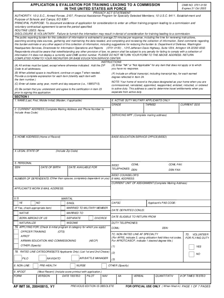  Af Form 56 2004-2024