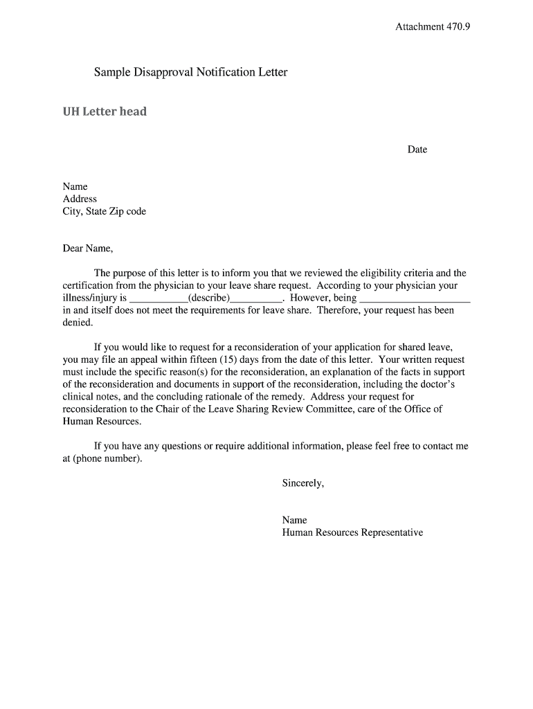 Sample Letter Denying Vacation Request  Form