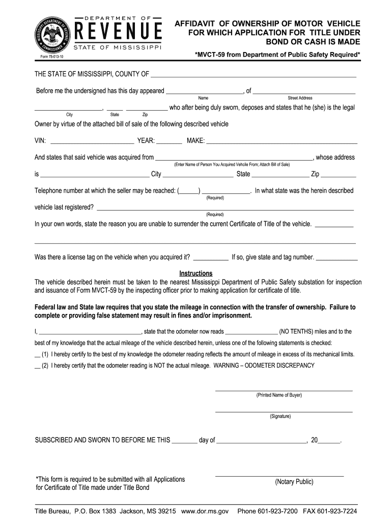 Mississippi Vehicle Title Application Form PDF