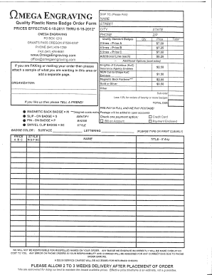 Engraved Rock Order Form Template