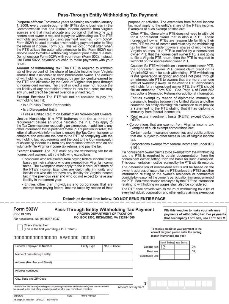  What is a 502w  Form 2011