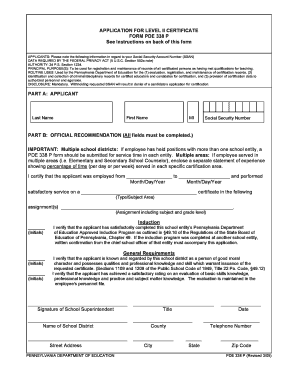 Pde 338 P Level Ii Recommendation  Form