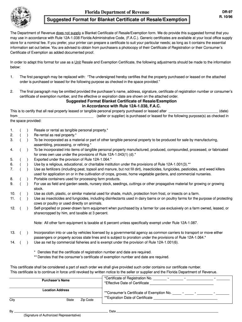  Florida Department of Revenue Form Dr 97 2017