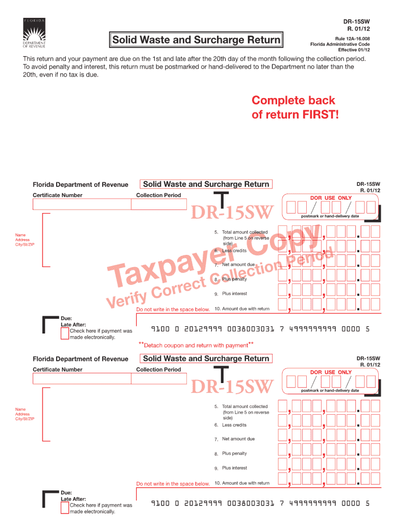  Dr 15sw Form 2012