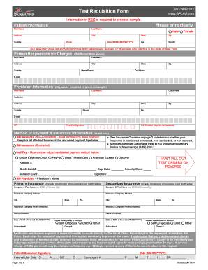 Great Plains Laboratory Test Requisition Form