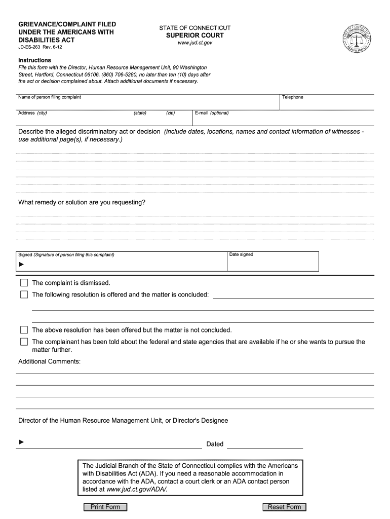 JD ES 263  Connecticut Judicial Branch  Jud Ct  Form