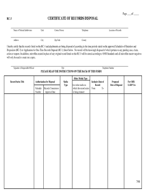 Certificate of Disposal Template  Form