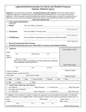 Printable Alabama Medicaid Application  Form
