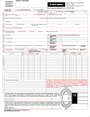 Delta Dental of Arkansas Claims Address  Form