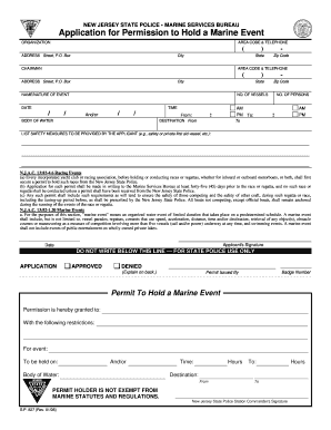 Application for Permission to Hold a Marine Event Nj  Form