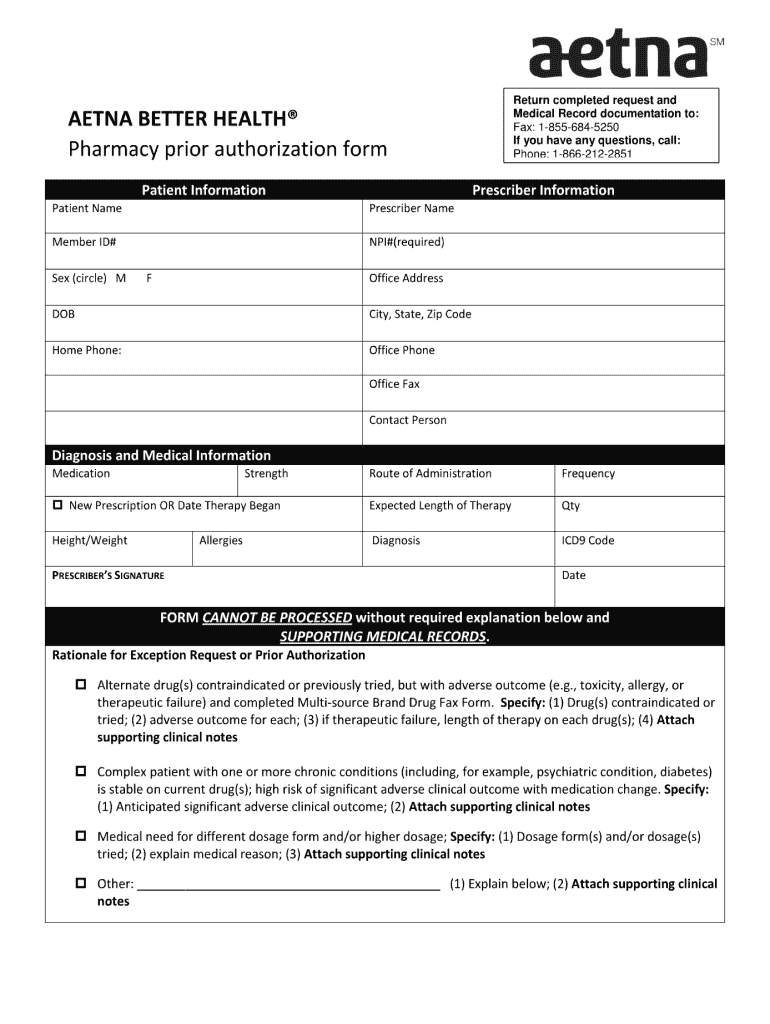  Aetna Prior Authorization Form 2006-2024