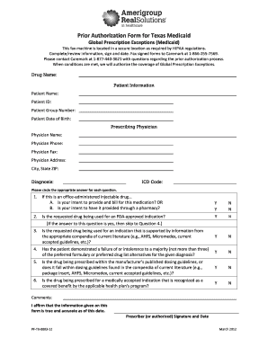 Printable Prior Authorization Amerigroup  Form