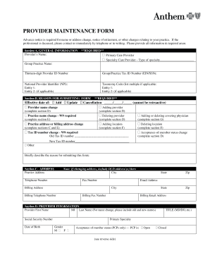 Provider Maintenance Form