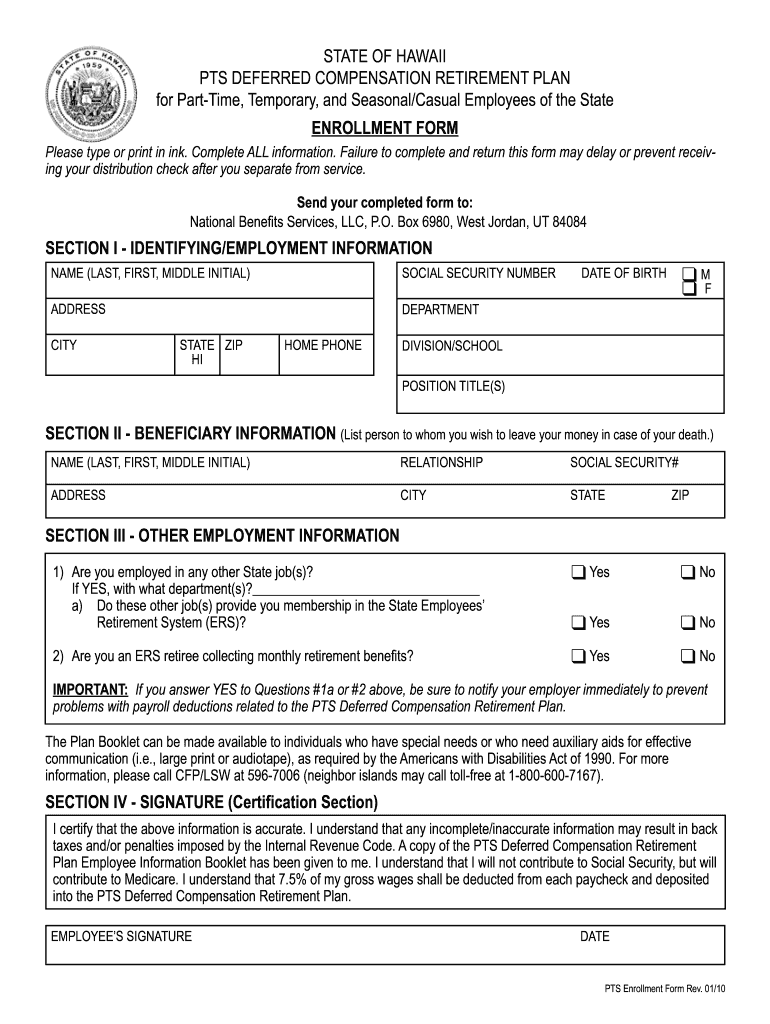 Get and Sign Hawaii Pts 2010 Form