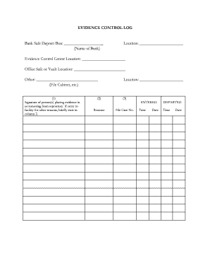 Evidence Log Example  Form