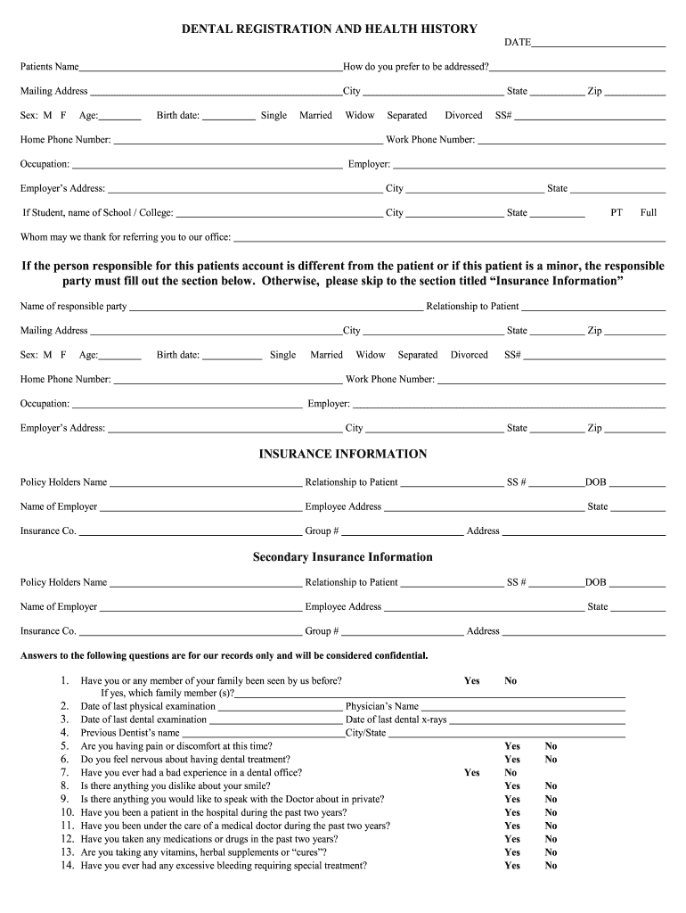 Dental Registration Forms