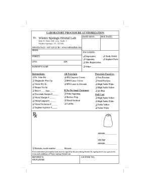 Winter Spring Dental Lab Jobs Form