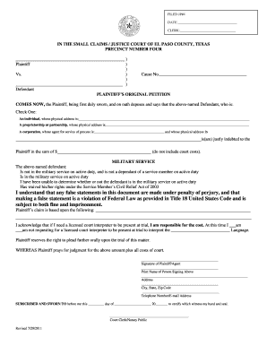 Small Claims Court El Paso Tx  Form