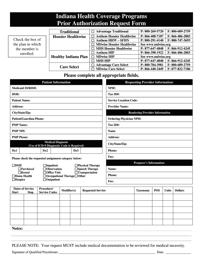 Indiana Medicaid Authorization Form