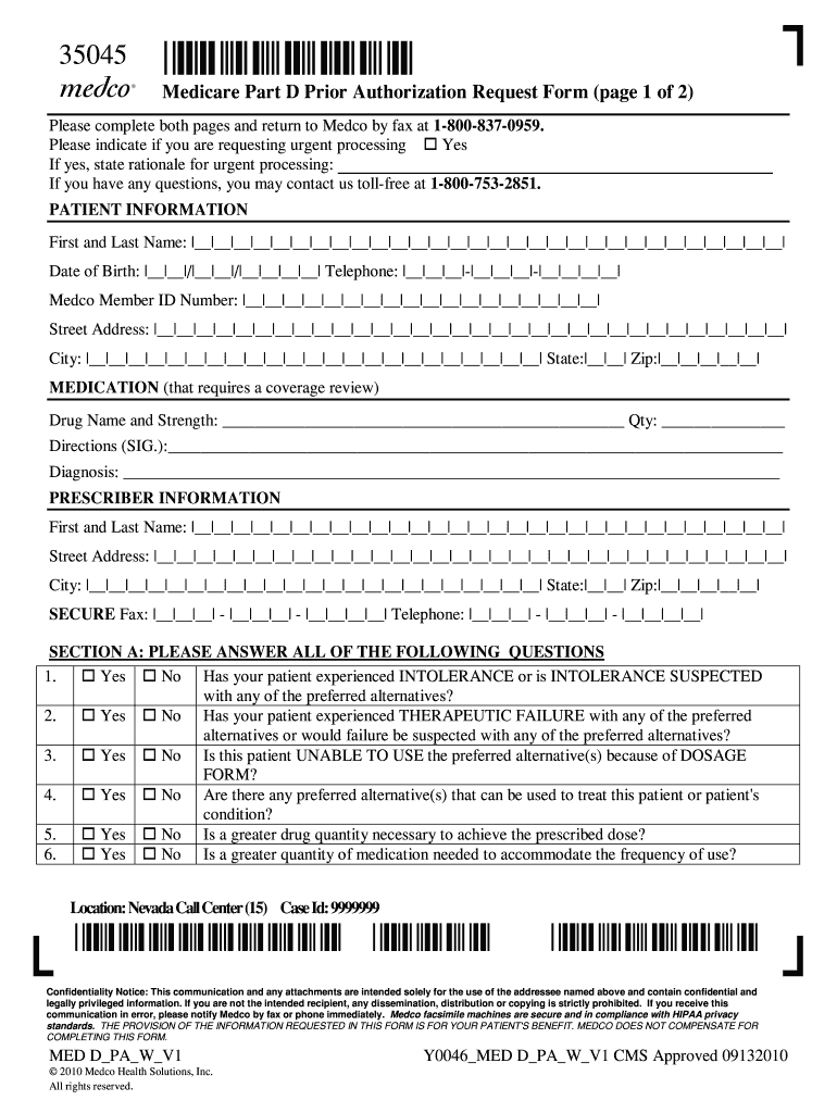 Medco Prior Authorization Form