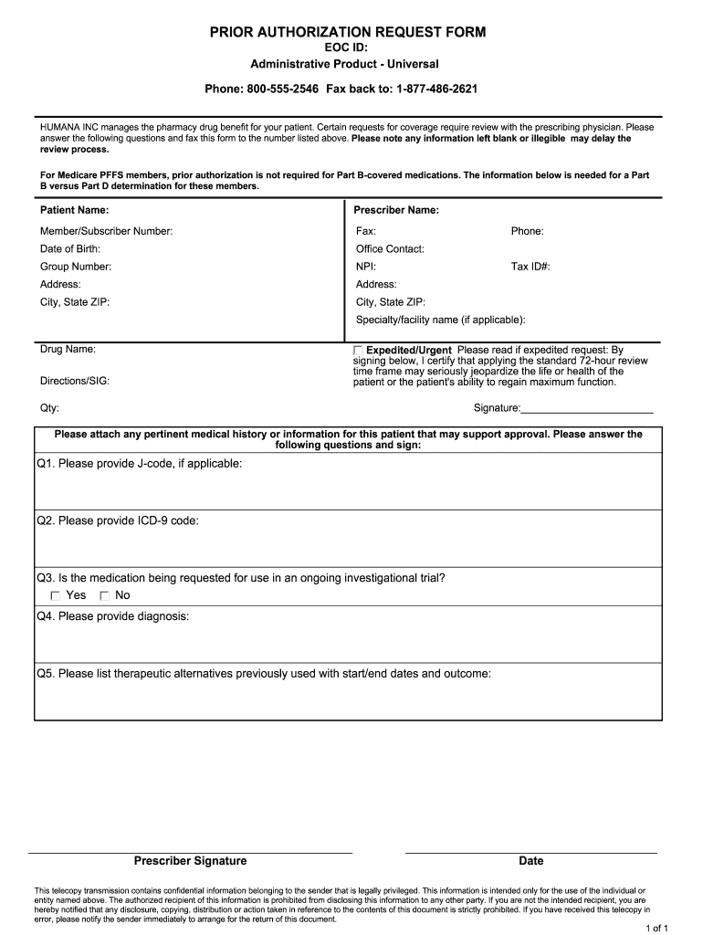 Humana Prior Authorization Form