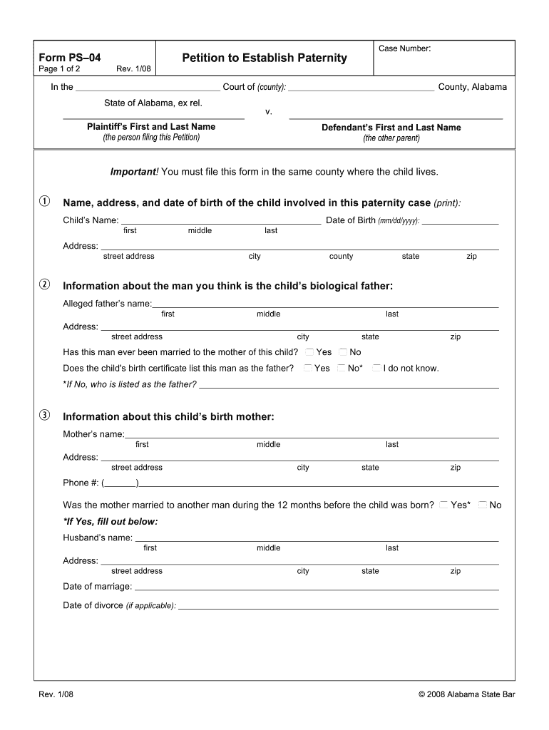 Arkansas Paternity Petition  Form