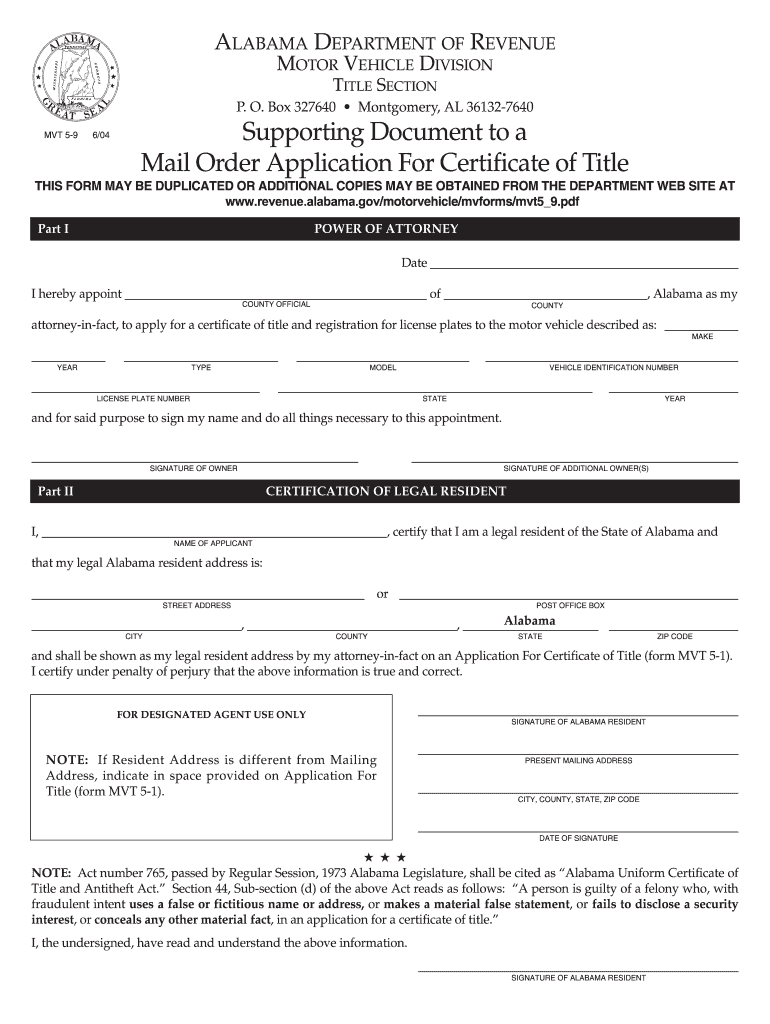  Alabama Mvt 5 1e Form 2004