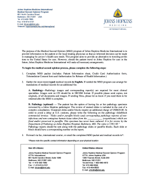 Johns Hopkins Second Opinion Neurology  Form