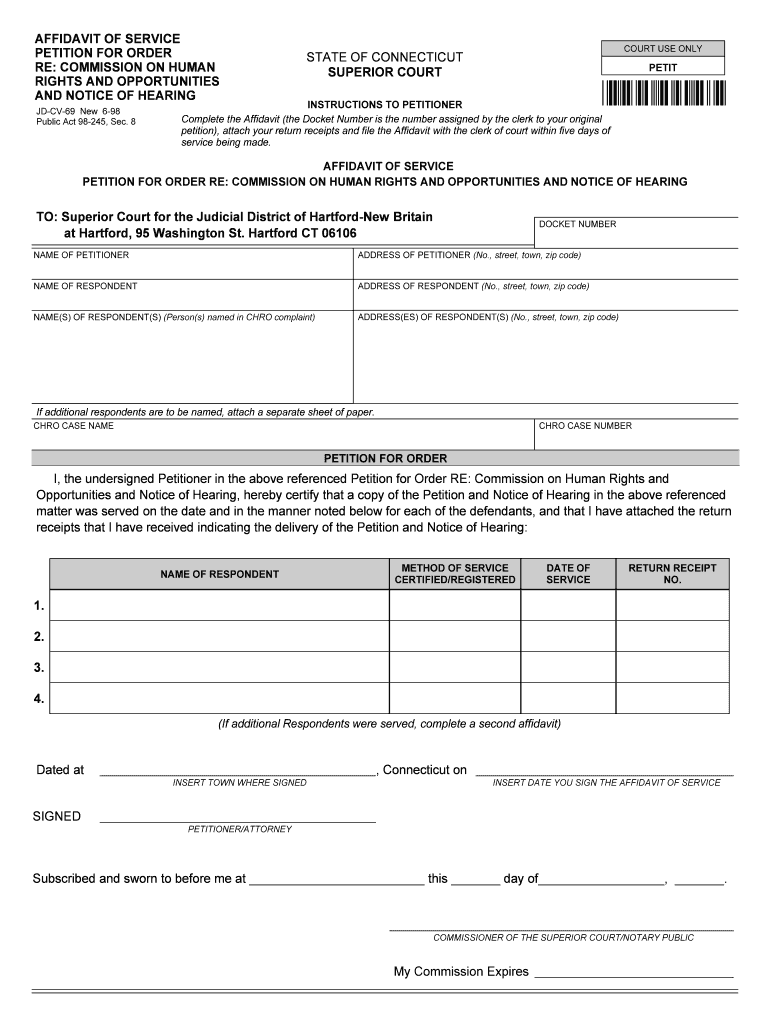 Connecticut Repo Affidavit Form