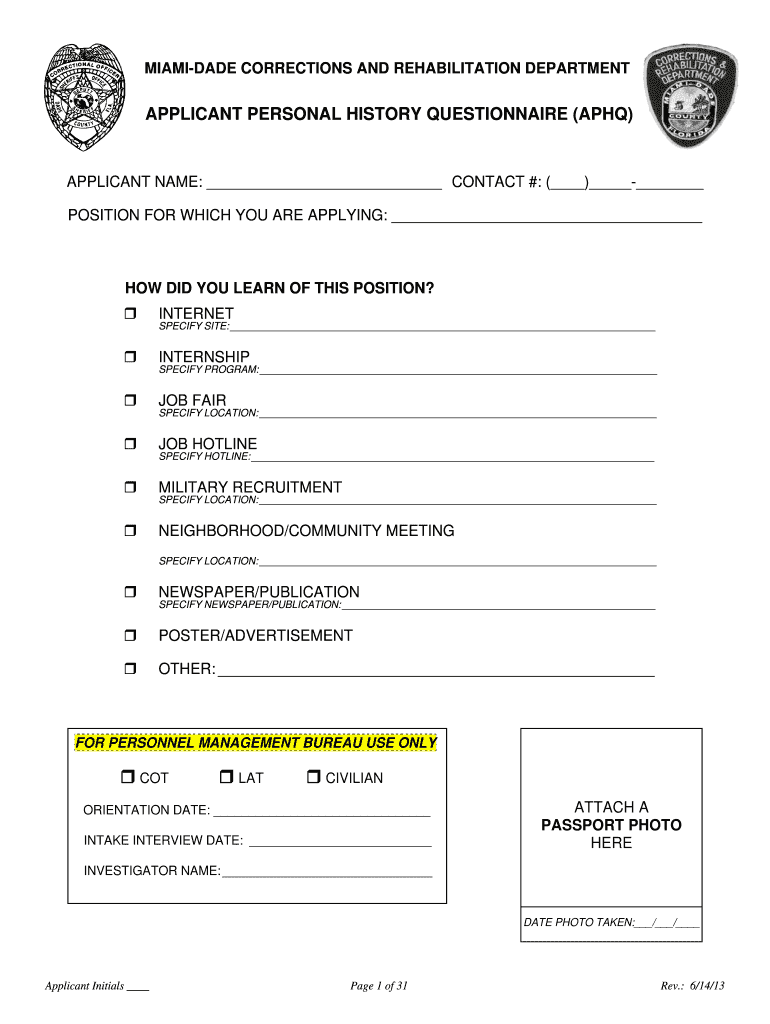 Florida Aphq Applicant PDF  Form