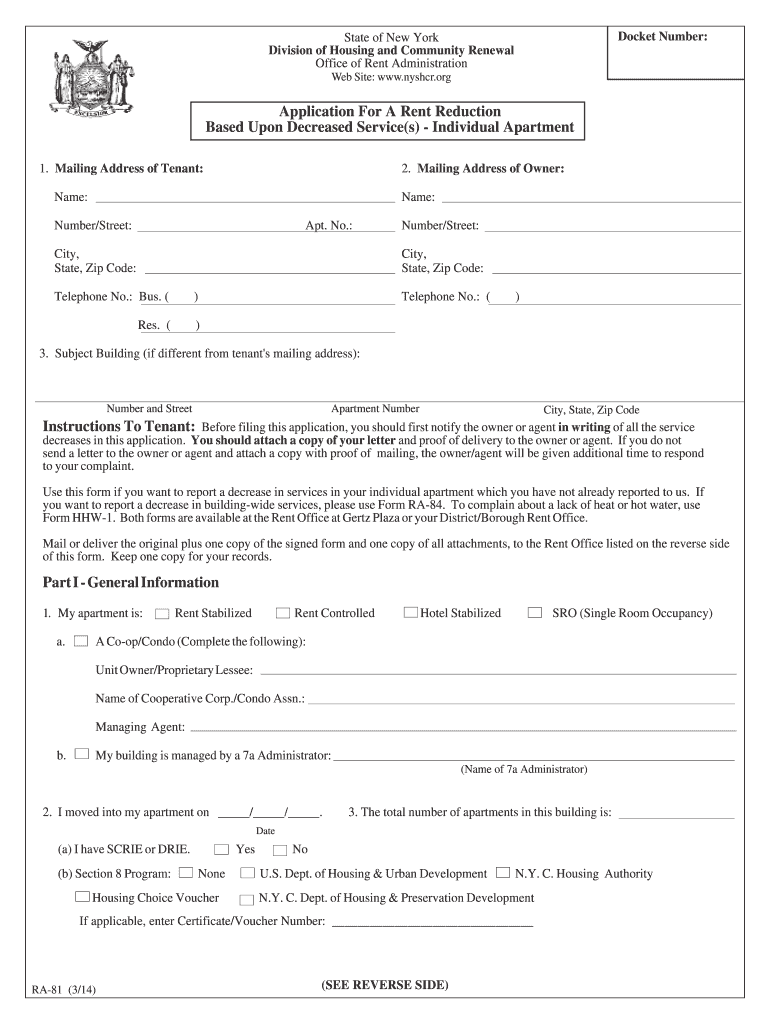Dhcr Rent Reduction Form