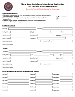 Sierra Saver Ambulance Subscription Application East Fork Fire Eastforkfire  Form