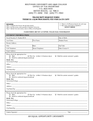 Subr Transcript Request Form
